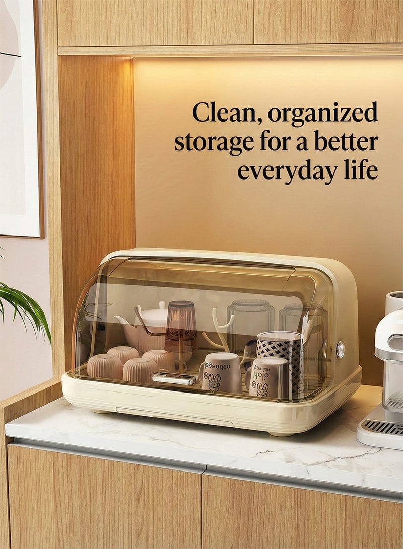 YOONISPRO Baby Bottle Drying Rack with Anti-Dust Cover – Vertical Bottle Storage Organizer with Detachable Brackets, Pull-Out Drain Board & Cup Holder | Portable Tableware Drying Rack for Kitchen Cabinet & Household Use - Image 2